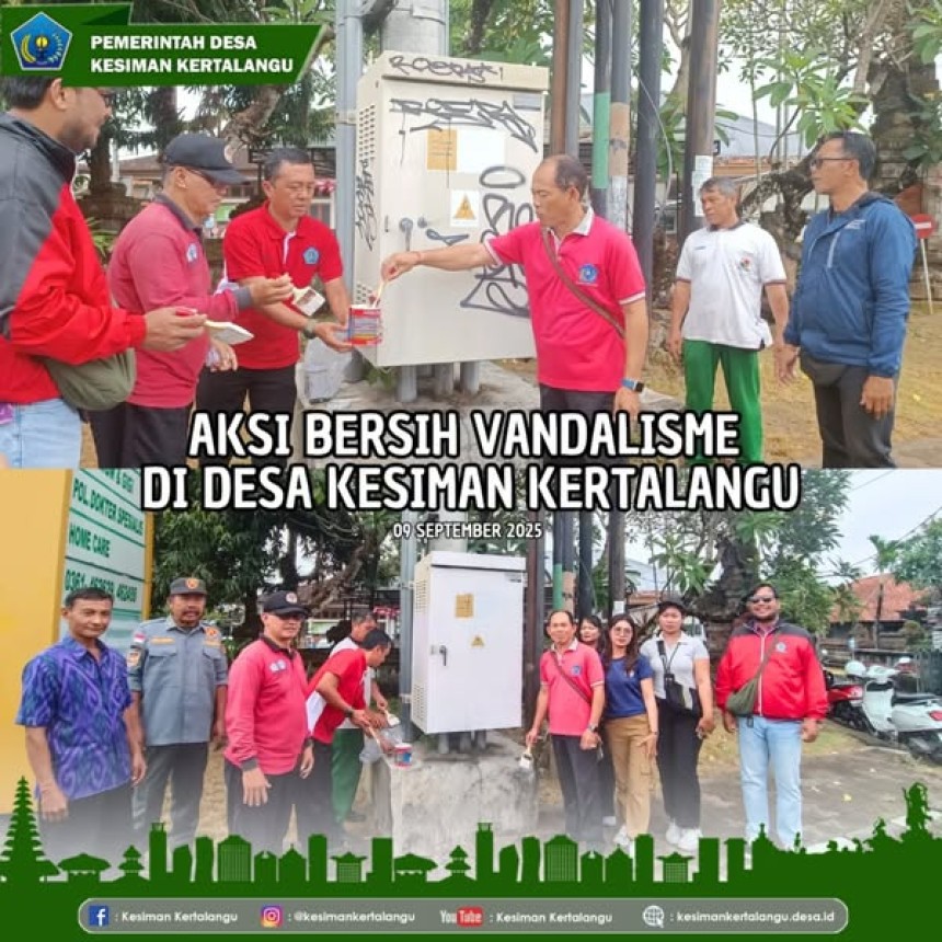 Aksi Bersih Vandalisme di Desa Kesiman Kertalangu