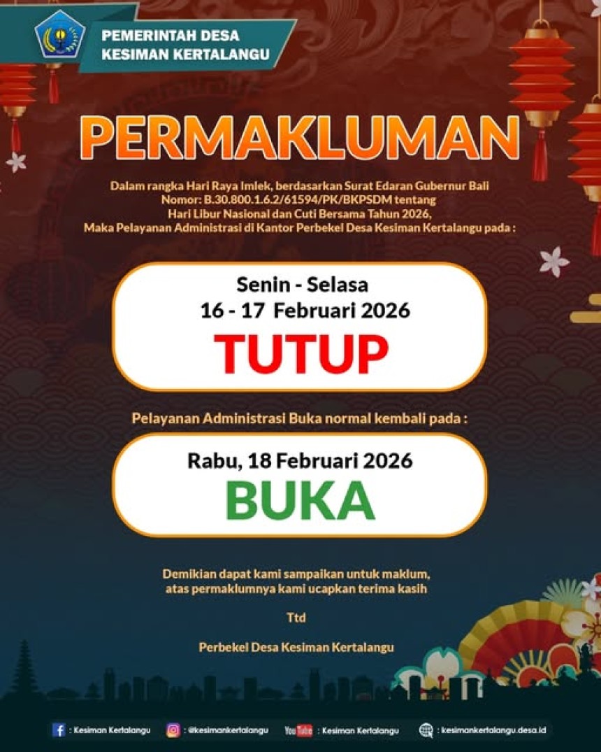 Hari Libur Nasional & Cuti Bersama dalam rangka Memperingati Hari Raya Imlek