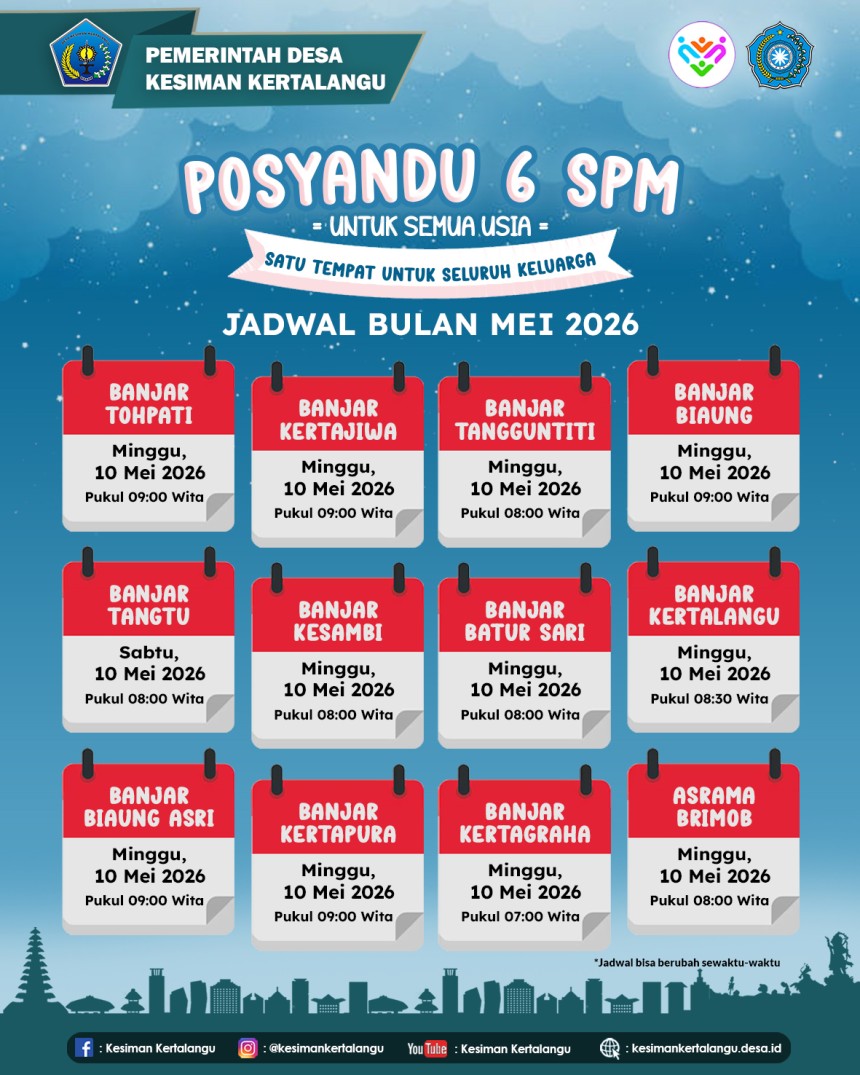 Jadwal Posyandu 6 SPM Bulan Mei 2026