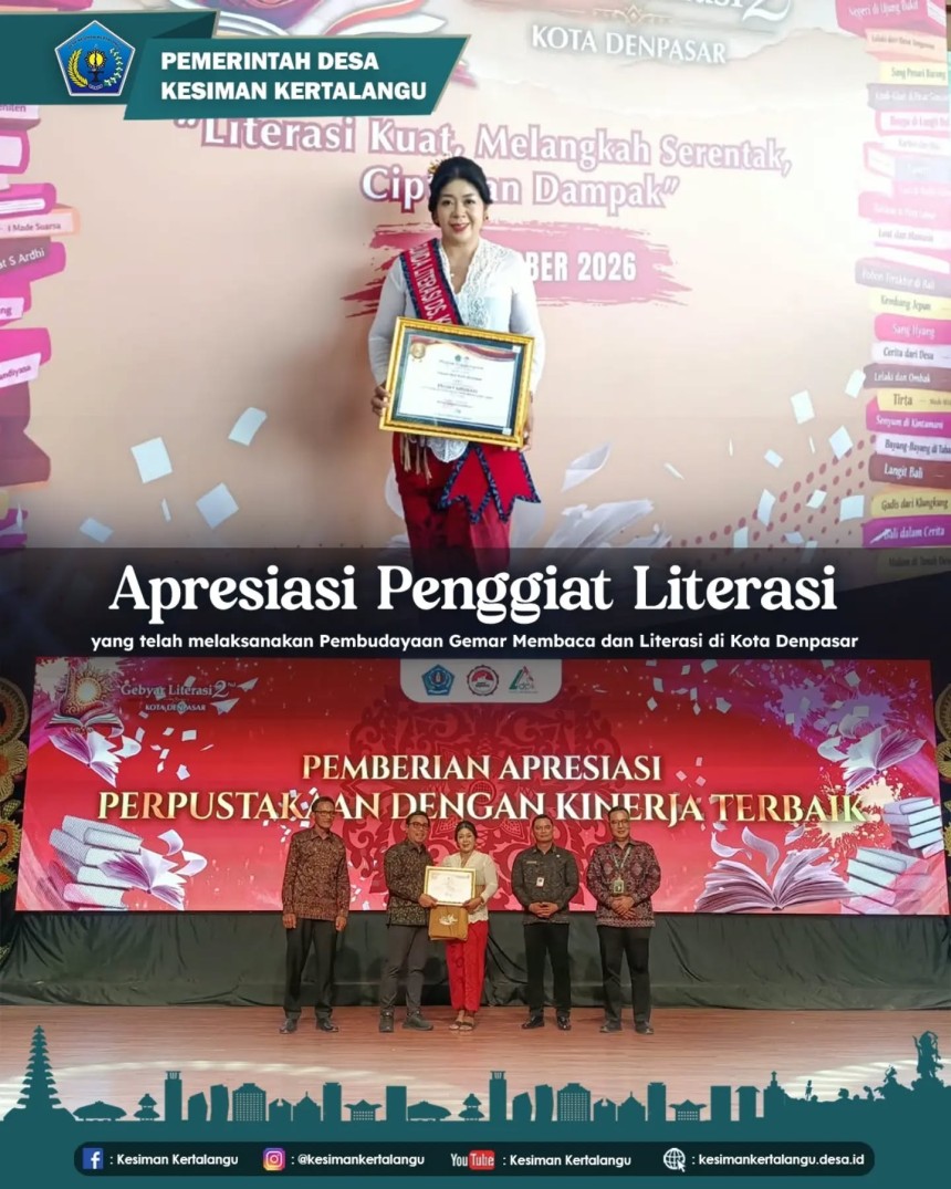 PEMBERIAN PENGHARGAAN KEPADA BUNDA LITERASI DESA KESIMAN KERTALANGU