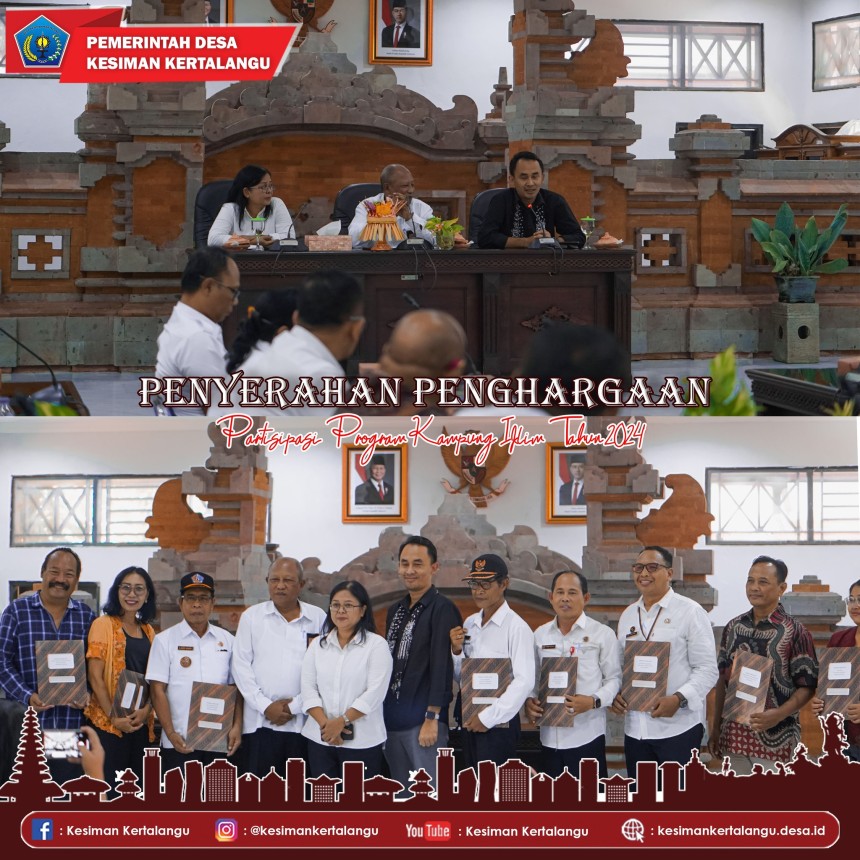 PENERIMAAN SERTIFIKAT DAN PIAGAM PROGRAM KAMPUNG IKLIM TAHUN 2024 oleh DLHK Prov. Bali