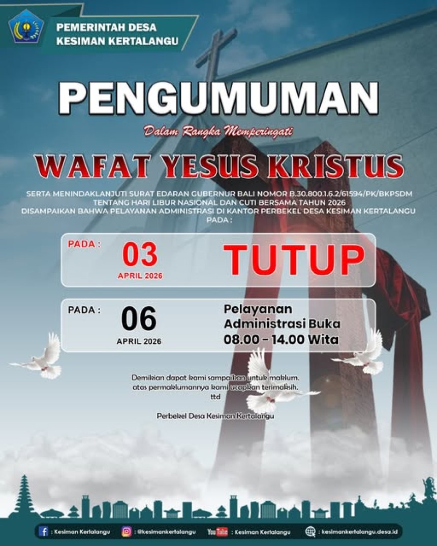 Pengumuman Dalam memperingati Wafat Yesus Kristus