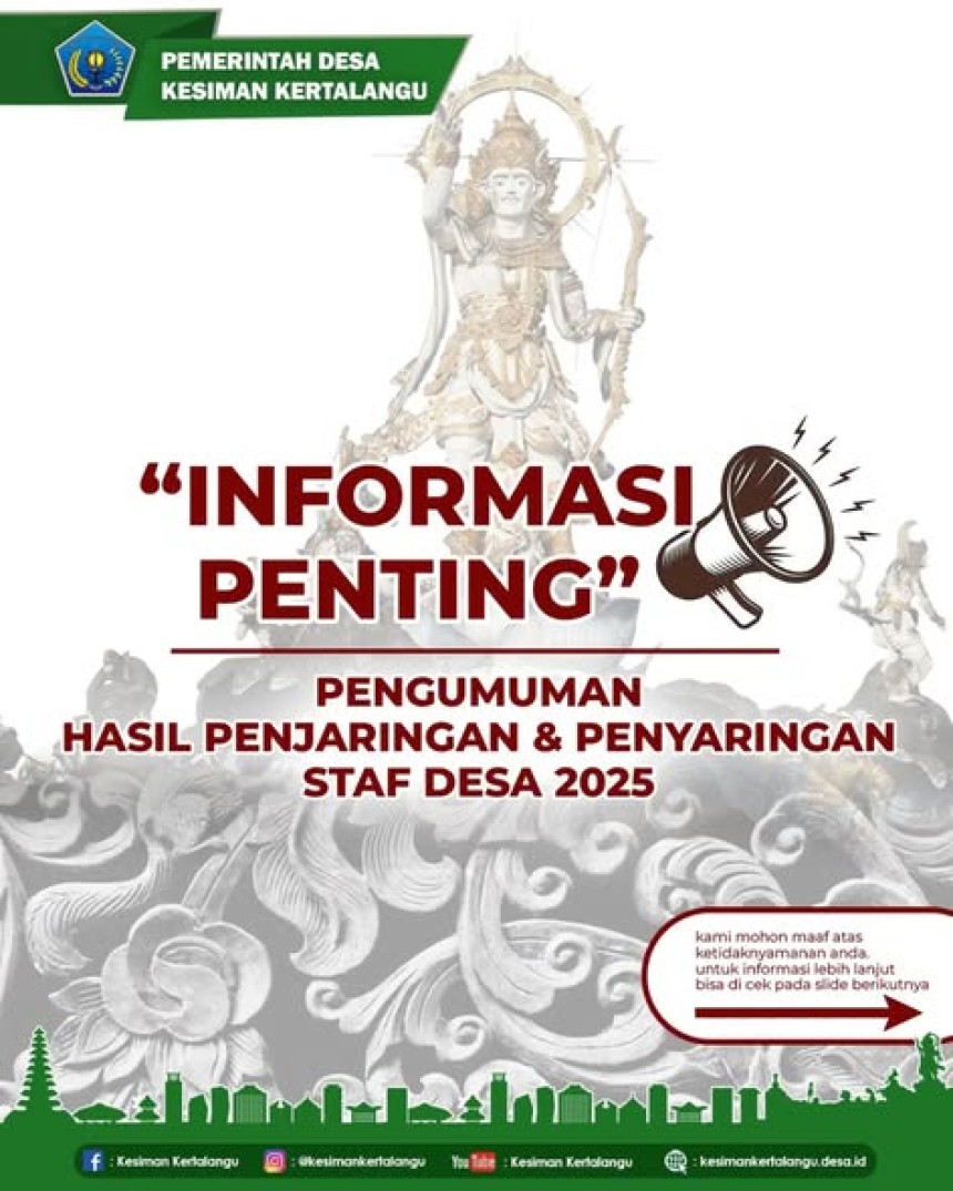 PENGUMUMAN HASIL PENJARINGAN & PENYARINGAN STAF DESA 2025