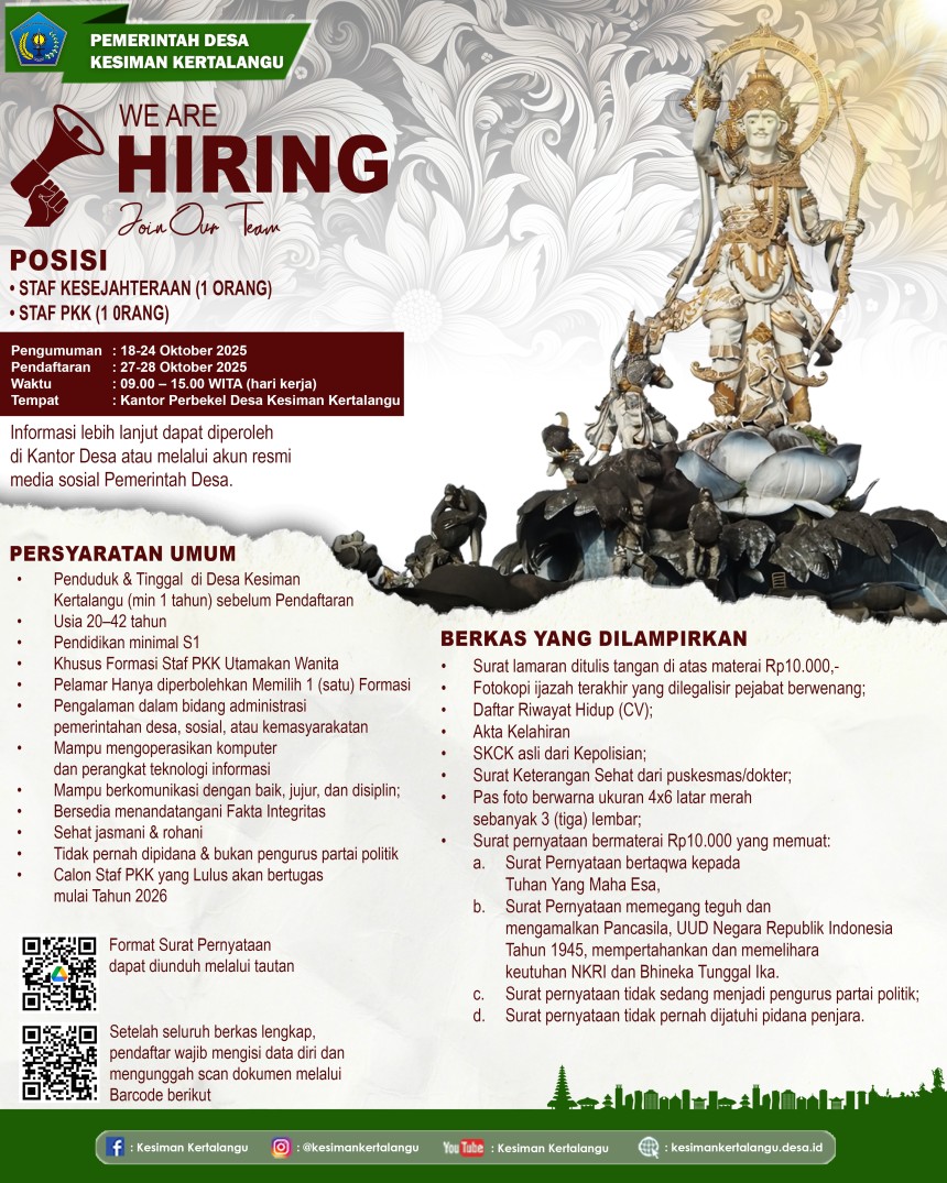 PENGUMUMAN PENJARINGAN STAF DESA