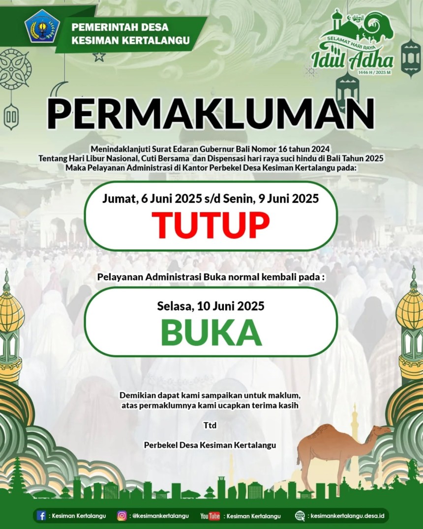 PERMAKLUMAN CUTI IDUL ADHA