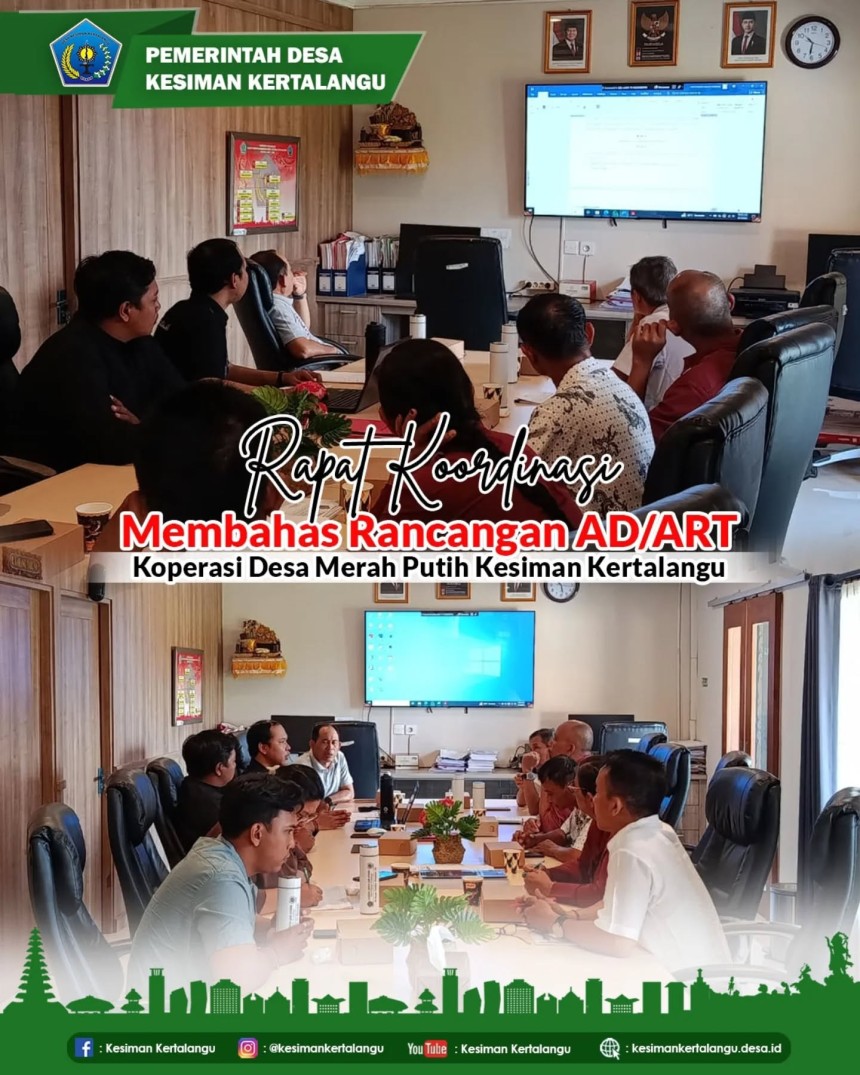 Rapat Koordinasi membahas rancangan Anggaran Dasar dan Anggaran Rumah Tangga (AD/ART) Koperasi Desa Merah Putih.