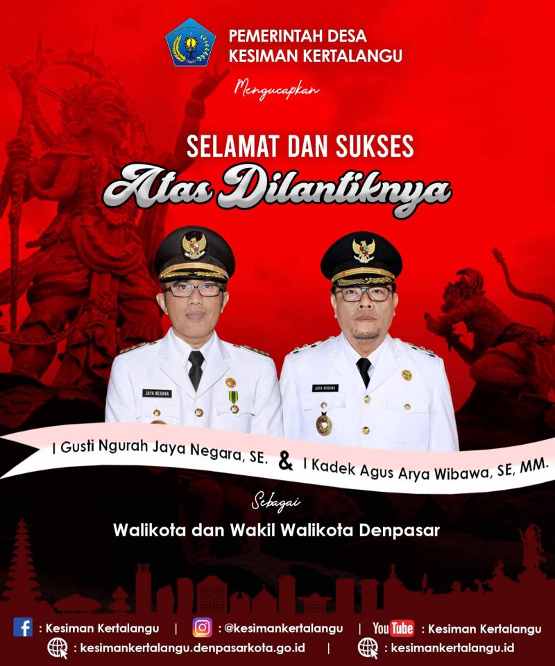 Selamat atas Pelantikan Walikota dan Wakil Walikota Denpasar