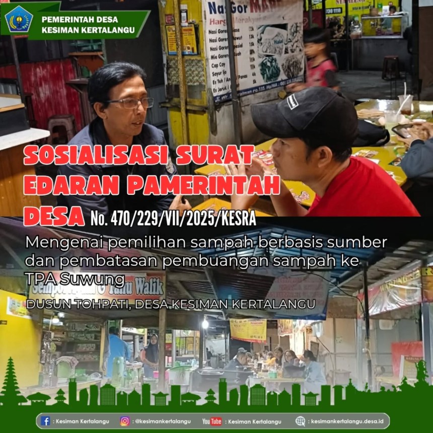 Sosialisasi Surat Edaran Pemilahan Sampah oleh Pelaksana Kewilayahan Dusun Tohpati