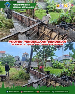 Dinas PUPR Kota Denpasar melaksanakan proyek pengerjaan senderan kehulu di Jln Jepun Pipil