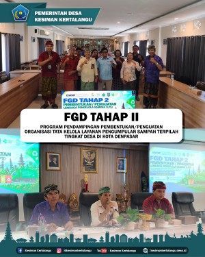 FGD TAHAP II PENGUATAN TATA KELOLA LAYANAN PENGUMPULAN SAMPAH TERPILAH