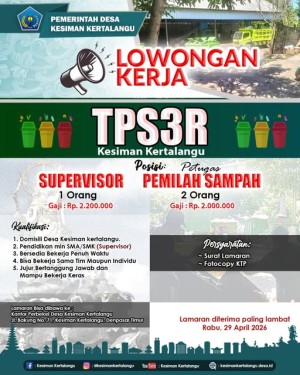 INFO LOKER SUPERVISIOR DAN PEMILAH SAMPAH DI TPS3R