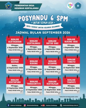 Jadwal Kegiatan Posyandu 6 SPM di wilayah Desa Kesiman Kertalangu pada bulan September 2026.