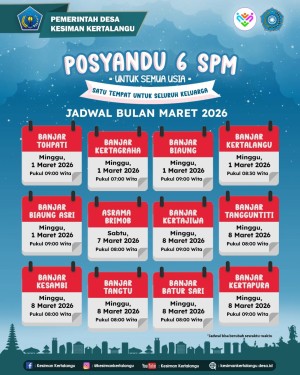 Jadwal Posyandu 6 SPM Desa Kesiman Kertalangu Bulan Maret 2026