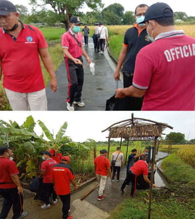 Kegiatan JUMPA BERLIAN (Jumat Pagi Bersih Lingkungan) di areal Jogging Track Desa Budaya Kertalangu dan Wisata Edukasi Subak Teba Majalangu