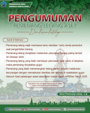 PENGUMUMAN PEMENANG LELANG ASET DESA KESIMAN KERTALANGU