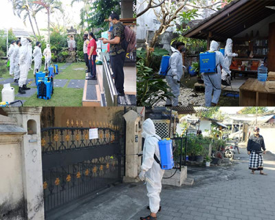 Penyemprotan Disinfektan Fokus ke rumah-rumah warga yang keluarganya Positif COVID-19