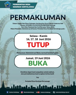 PERMAKLUMAN PELAYANAN HARI GALUNGAN