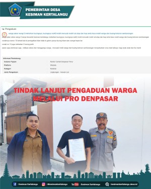 Tindak Lanjut Pengaduan Warga melalui Pro Denpasar