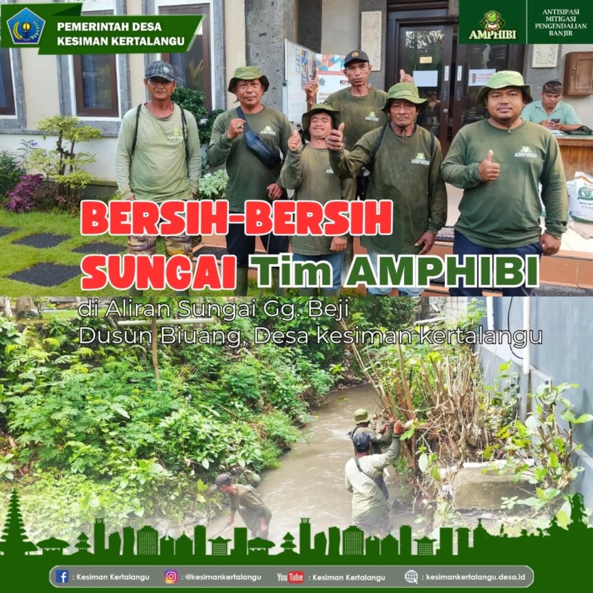 TIM AMPHIBI LAKUKAN AKSI BERSIH DI ALIRAN SUNGAI GANG BEJI