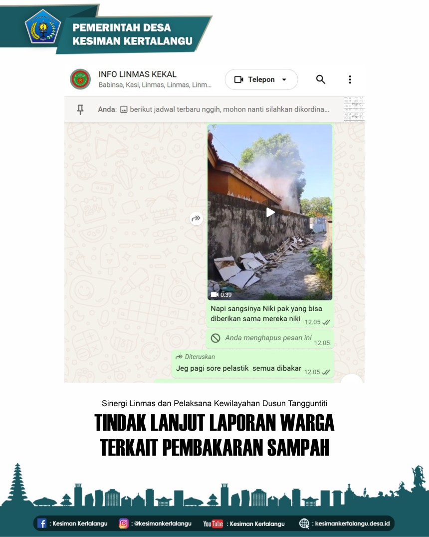 TINDAK LANJUT LAPORAN WARGA TERKAIT PEMBAKARAN SAMPAH